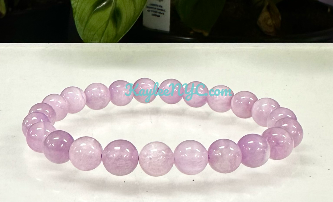Natural Kunzite 8.4-9mm 7.5” Crystal Bracelet