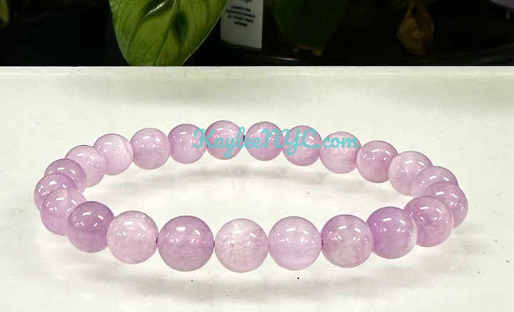 Natural Kunzite 8.4-9mm 7.5” Crystal Bracelet