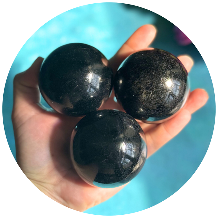Black Tourmaline Crystal Spheres, Ethically Sourced Crystals, Protection Stone
