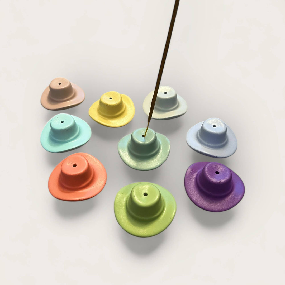 Colorful Concrete Cowboy Western Hat Incense Holder