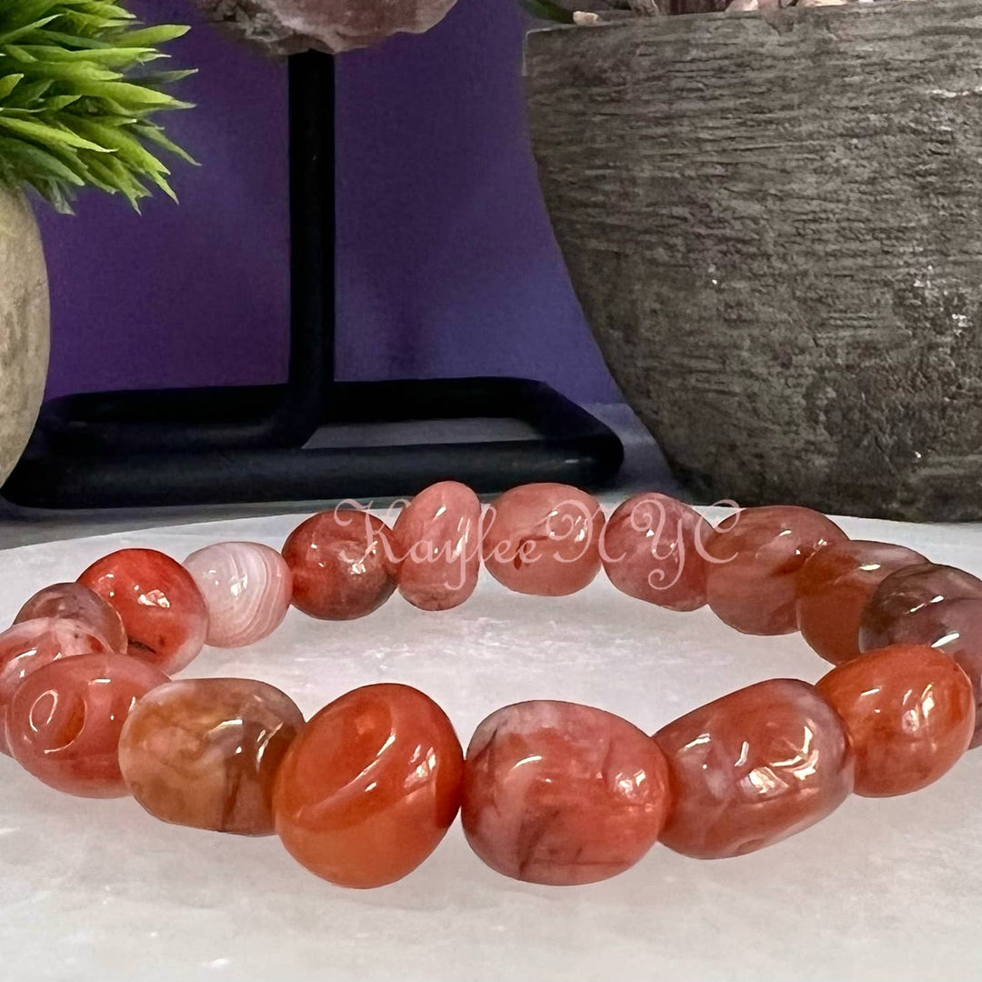 Red Blood Agate tumble bracelet