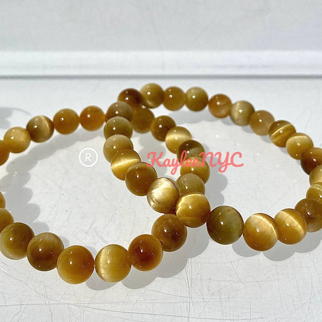 KayleeNYC Natural Honey Tiger Eye 8mm 7.5” Stretch Bracelet