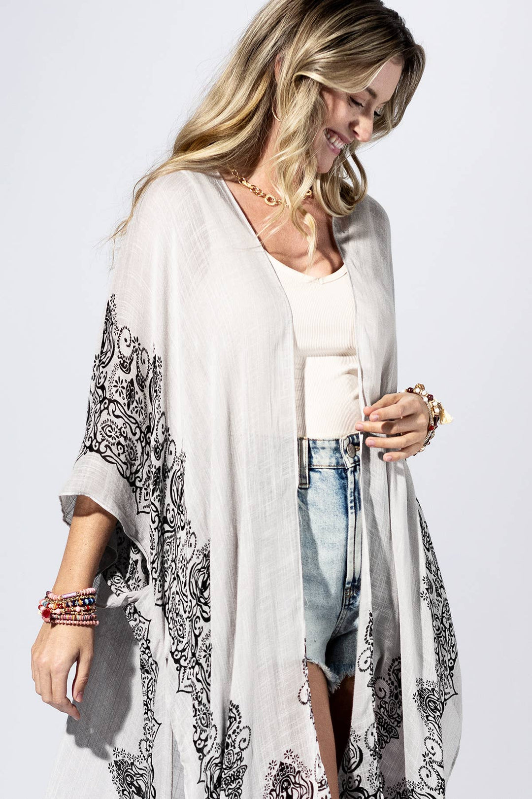 Botanical Border Kimono