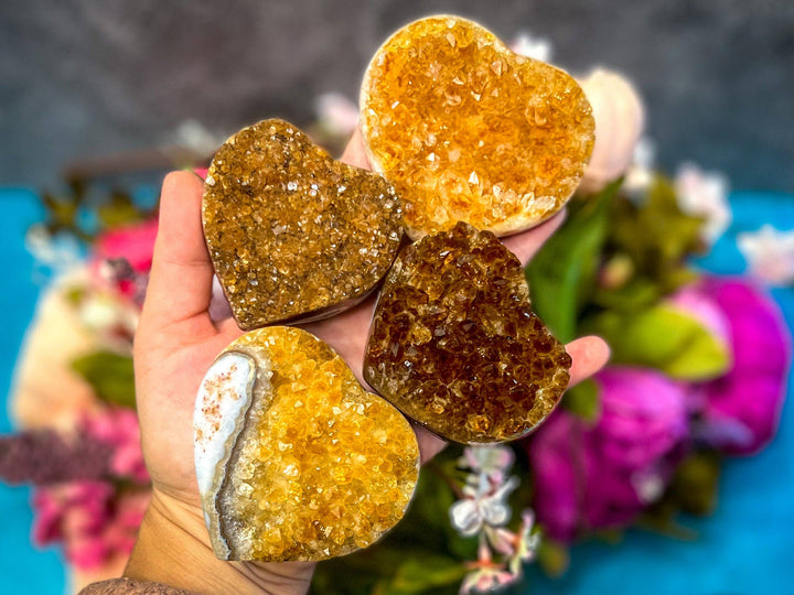 Raw Citrine Hearts, Ethically Sourced