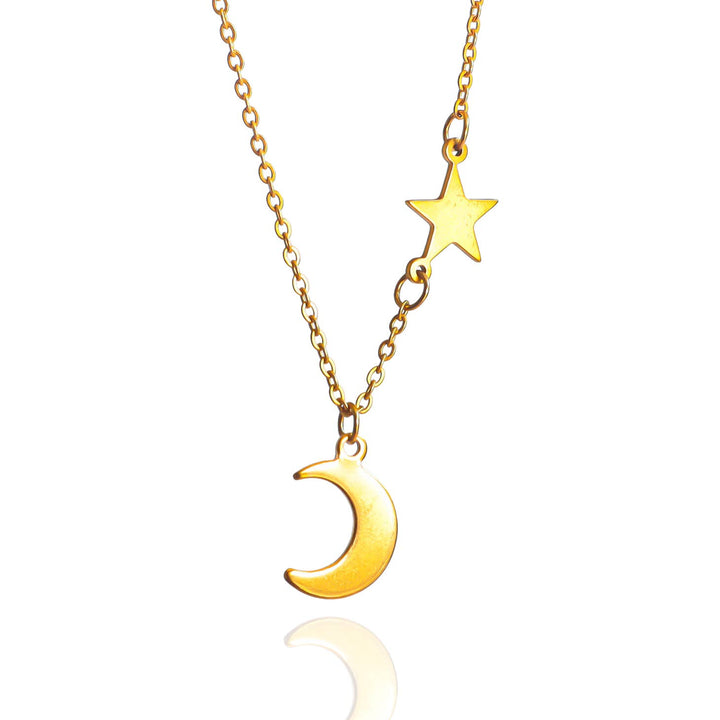 Gold Moon & Star Necklace close up
