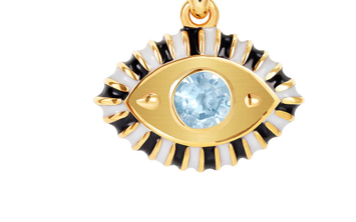 Evil Eye Third Eye Enamel and Crystal Pendant Necklace