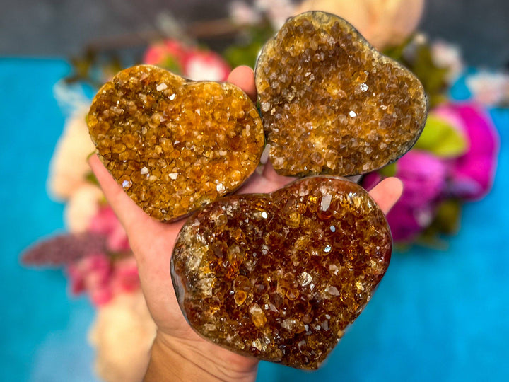 Raw Citrine Hearts, Ethically Sourced