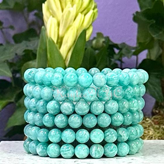 KayleeNYC Natural Amazonite 8mm 7.5” Crystal Stretch Bracelet