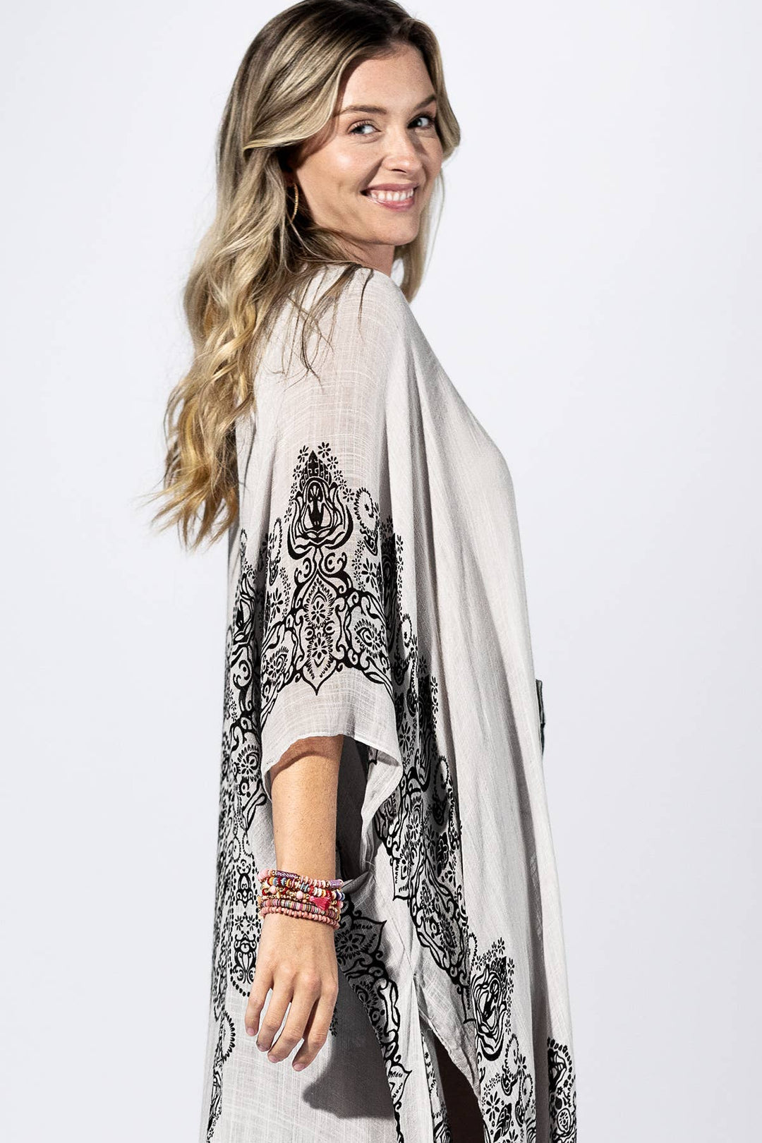 Botanical Border Kimono