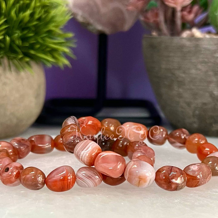 Red Blood Agate tumble bracelets