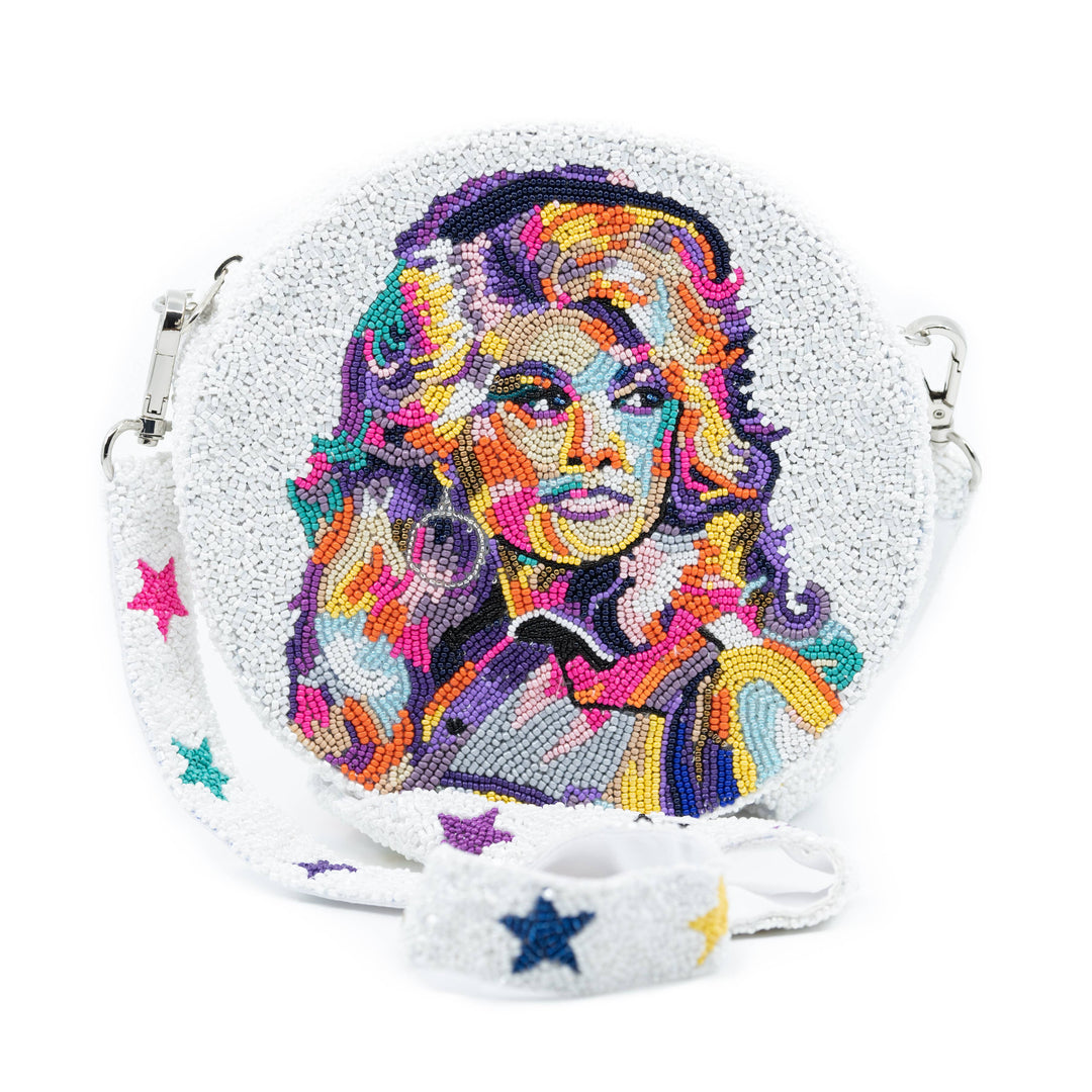 Dolly Beaded Crossbody Bag – Handcrafted Round White Beaded Purse | Nashville Icon Glam Edition