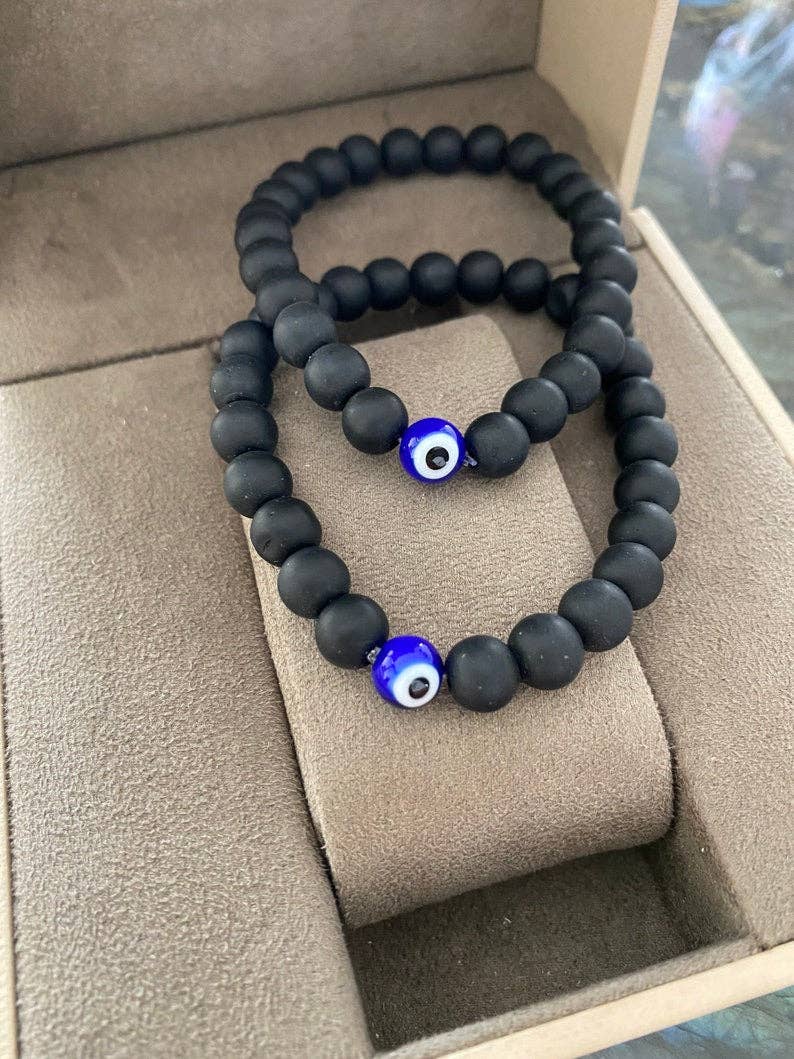 Evileyefavor Onyx Natural Stone Bracelet with Evil Eye Bead