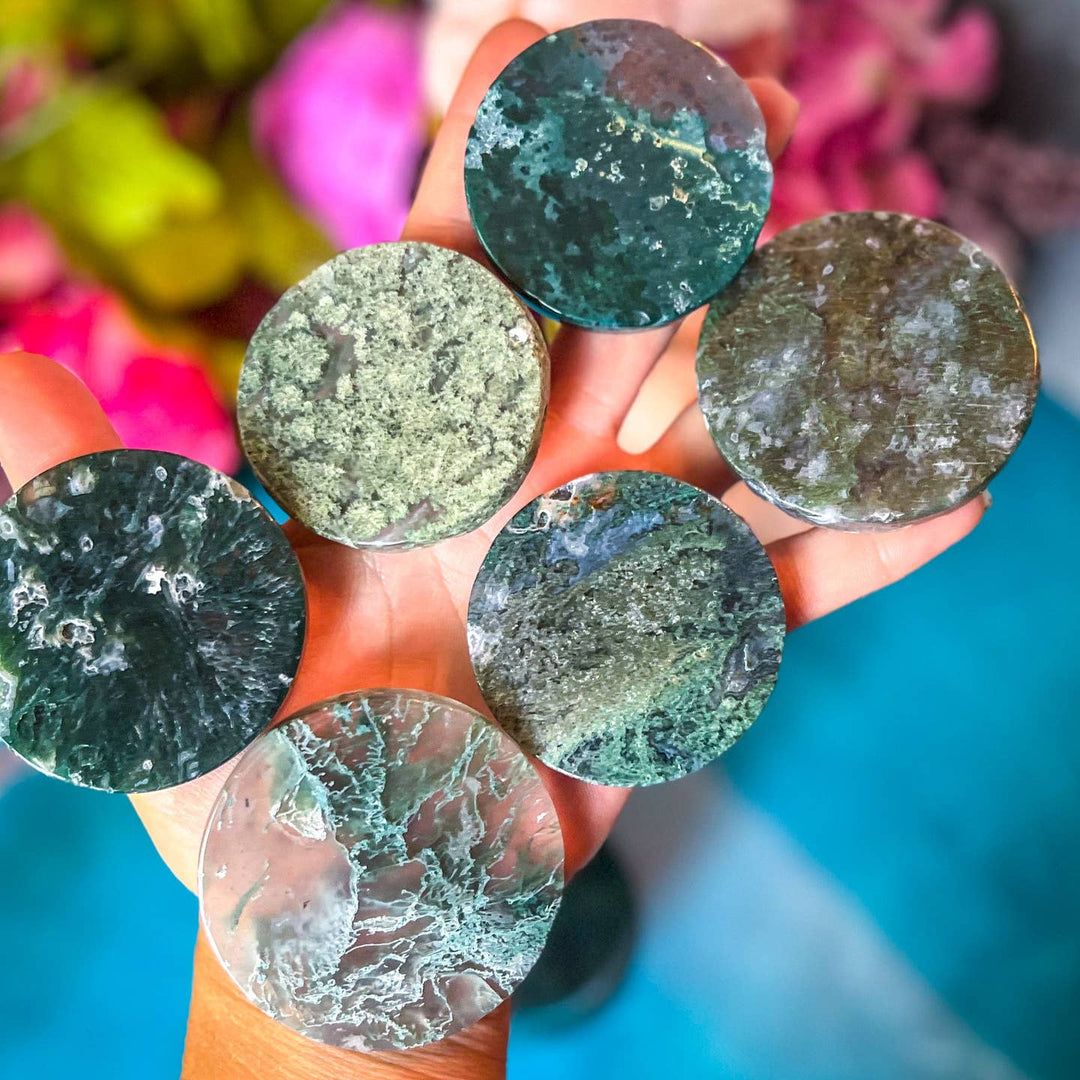 Far away Moss Agate Discs