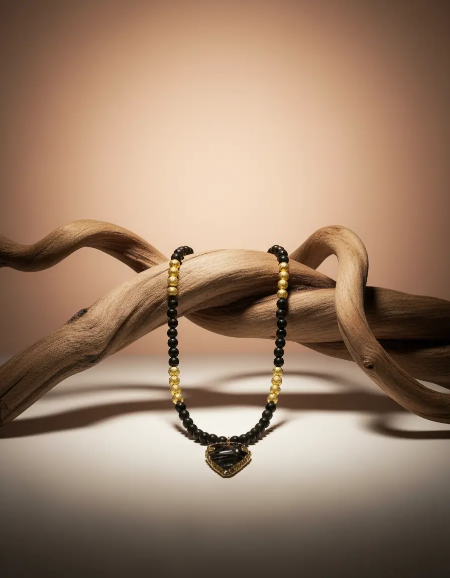Collar de Obsidiana Negra con Colgante de Punta de Flecha| Obsidian Arrowhead