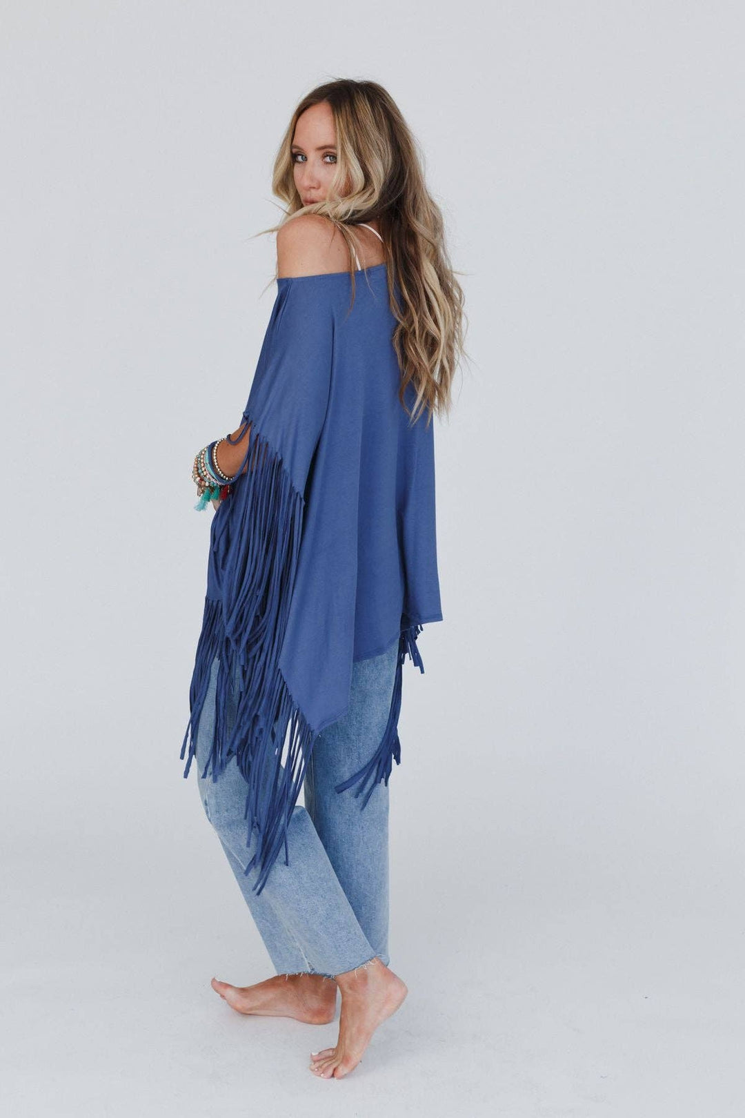 Western Showstopper Fringe Top - Denim