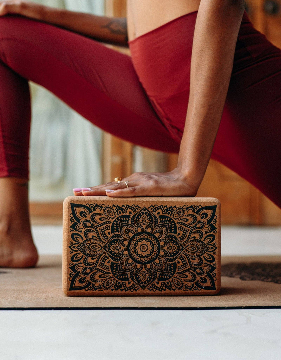Cork Yoga Block Mandala Black