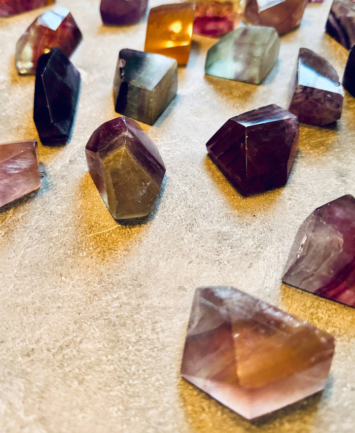 Fluorite Candy Shapes, Polished Fluorite Freeforms, Fluorescent Crystals