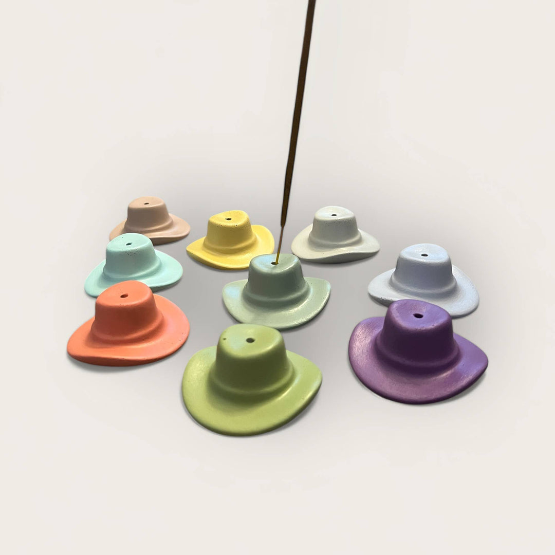 Colorful Concrete Cowboy Western Hat Incense Holder