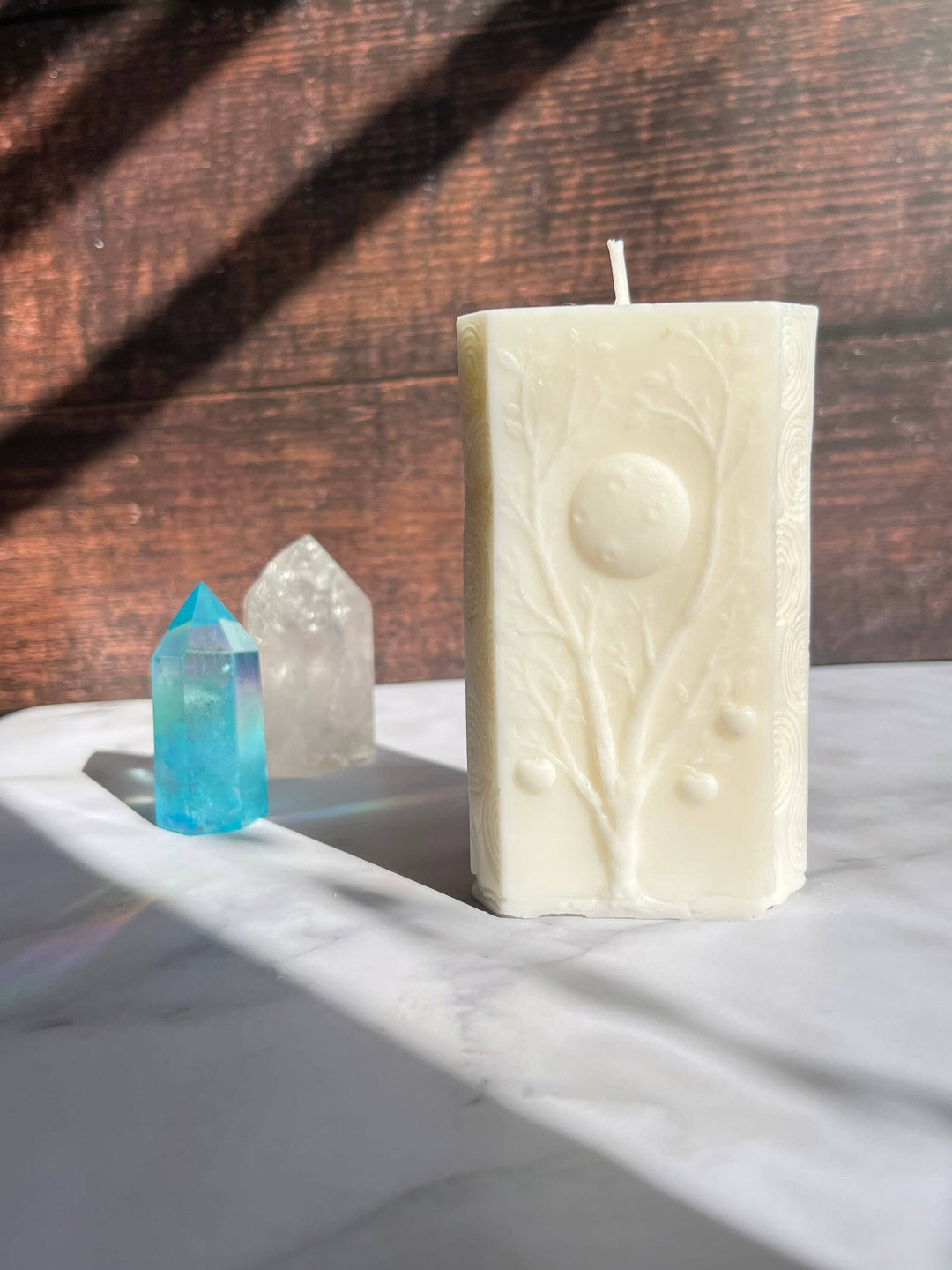 White Moon Witchy Spiritual Goddess Beeswax Candle