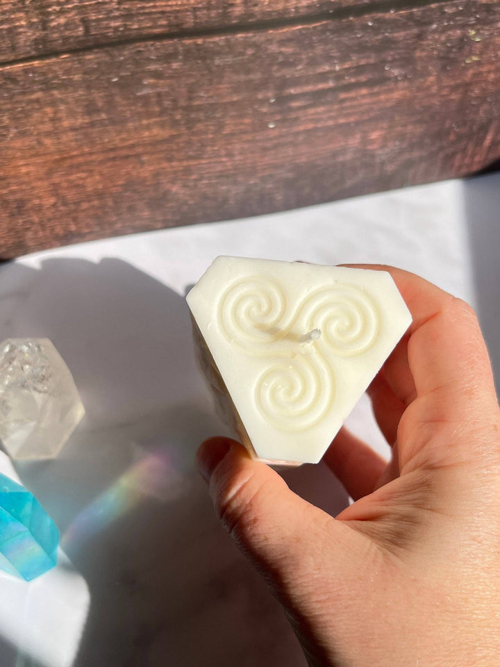 White Moon Witchy Spiritual Goddess Beeswax Candle