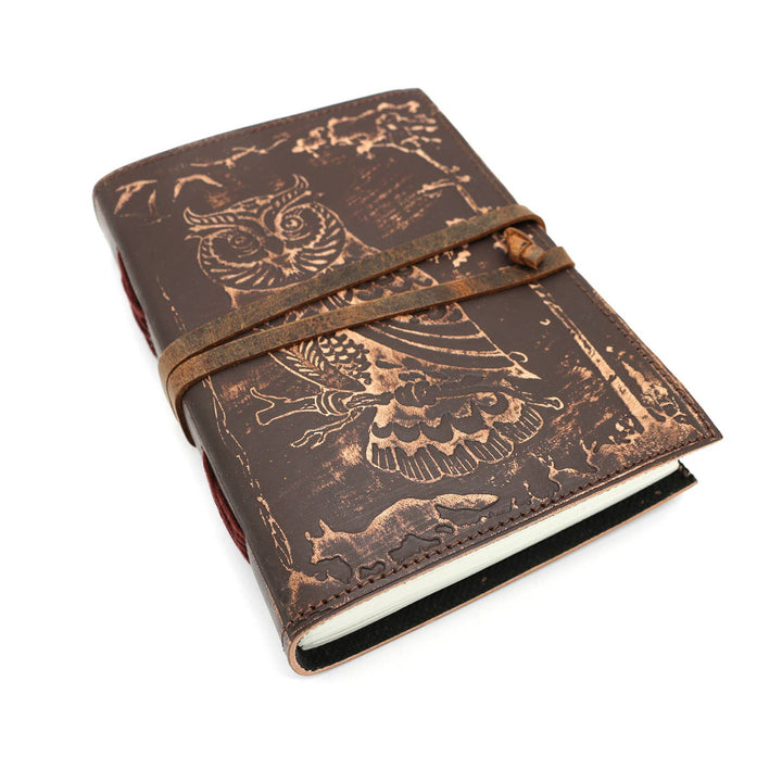 Owl Embossed Leather Blank Journal