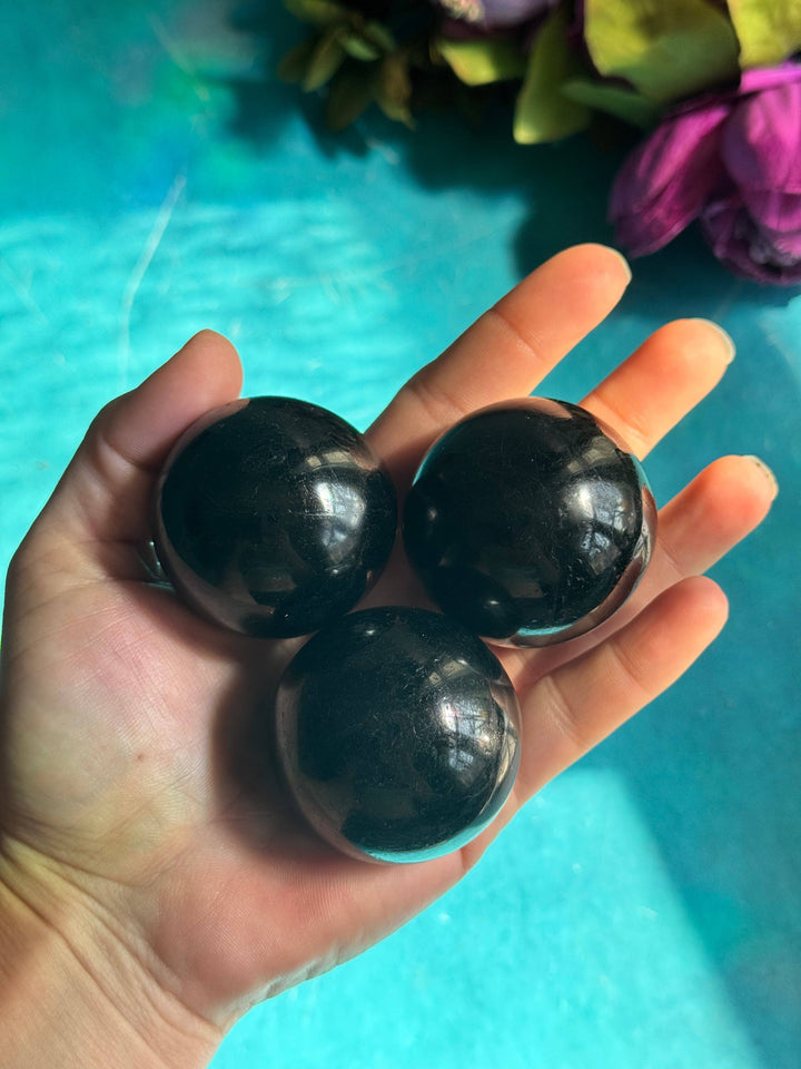 Black Tourmaline Crystal Spheres, Ethically Sourced Crystals, Protection Stone