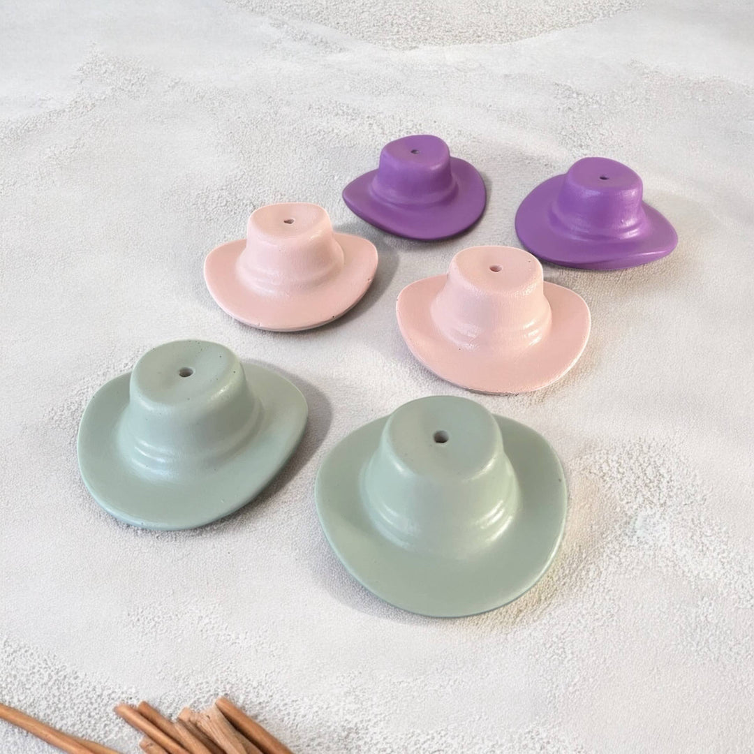 Colorful Concrete Cowboy Western Hat Incense Holder