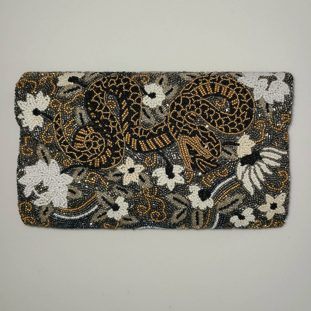 Golden Serpent Beaded Evening Bag & Floral Glam Statement Clutch