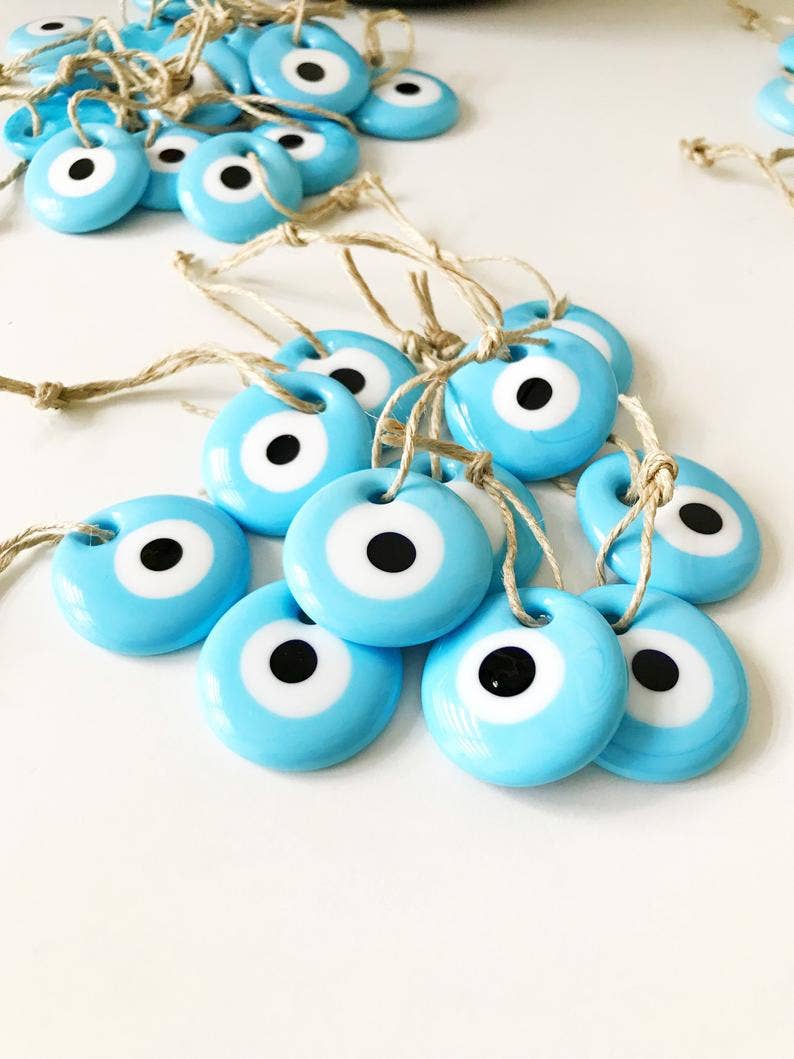 Evileyefavor Turquoise Glass Evil Eye Bead with Card