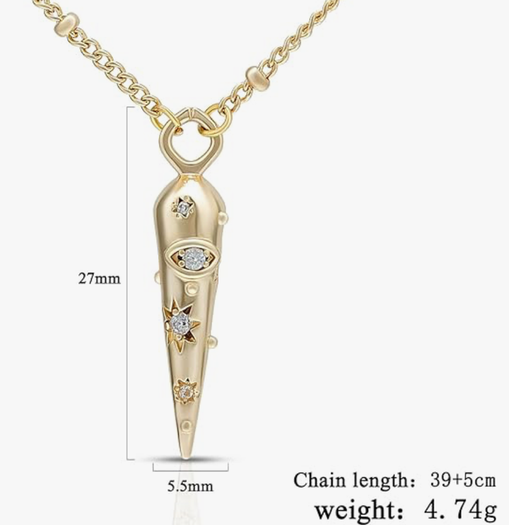 Cornicello horn 14K Steel -evil eye-Charm Necklace 