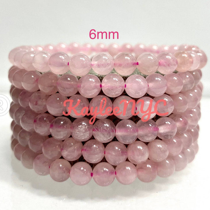 KayleeNYC Natural Rose Quartz 6mm 7.5” Crystal Healing Stretch Bracelet