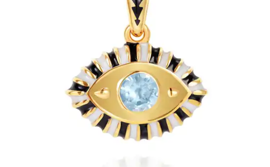 Evil Eye Third Eye Enamel and Crystal Pendant Necklace