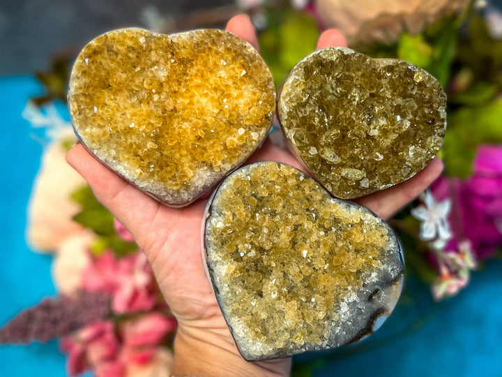 Raw Citrine Hearts, Ethically Sourced