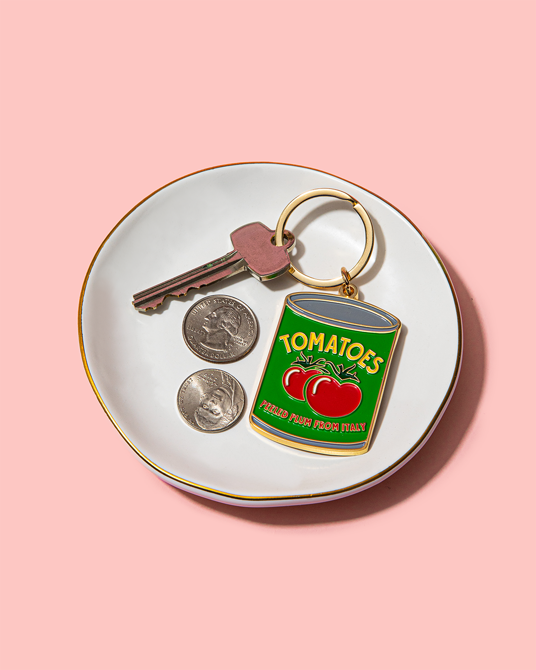 Tomato Can Enamel Keychain Bag Charm