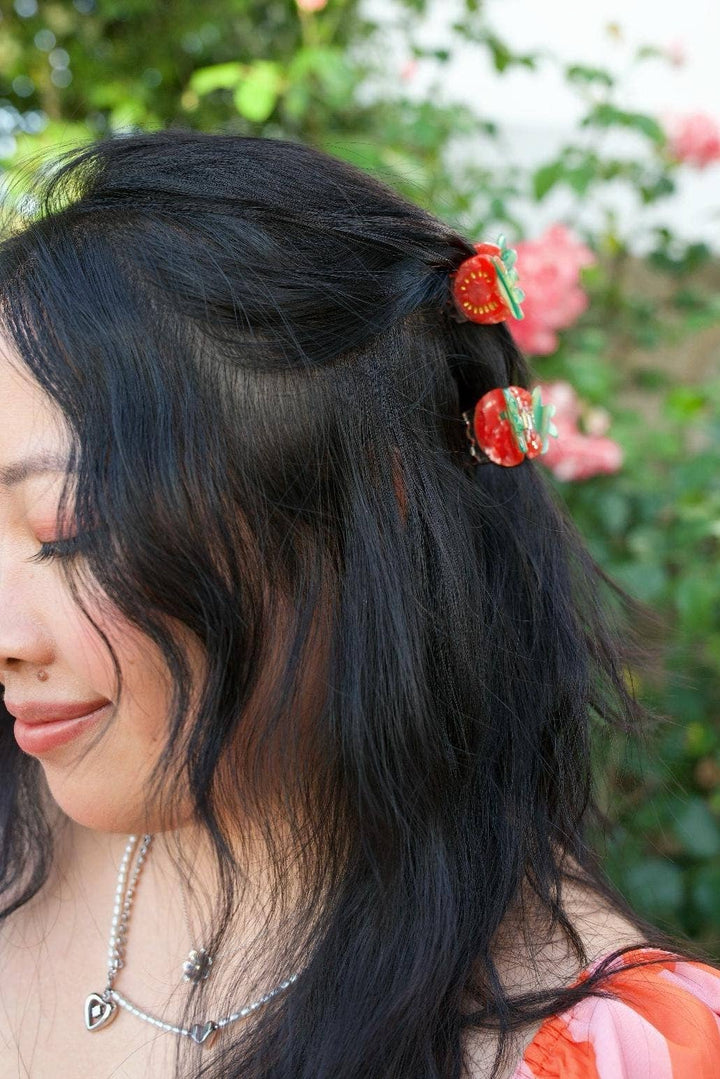 Mini Mismatch Double Side Tomato Claw Hair Clip