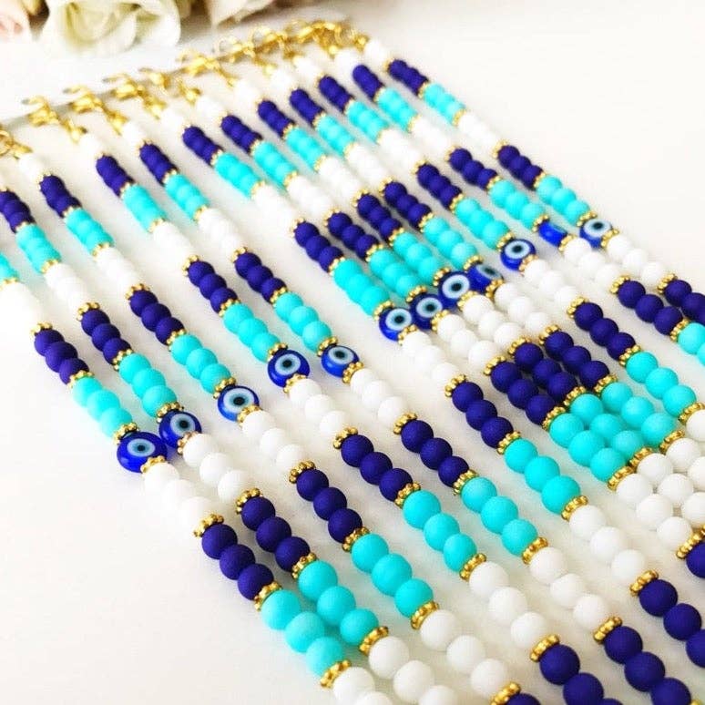 Seed Beads, Greek Evil Eye Bracelet
