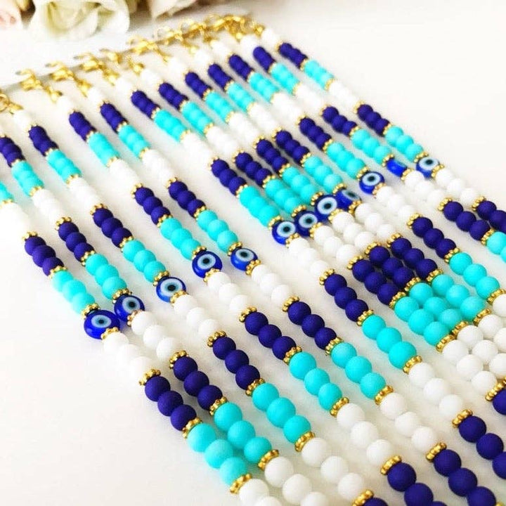 Seed Beads, Greek Evil Eye Bracelet