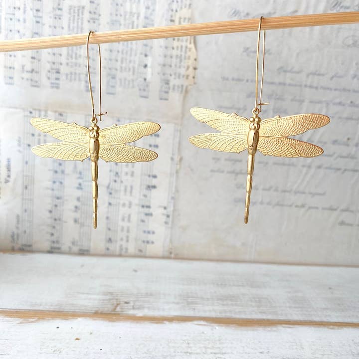 Dragonfly Earrings Hanging 