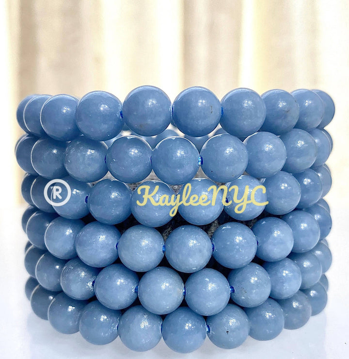 Natural Angelite 8mm 7.5” Crystal Bracelet