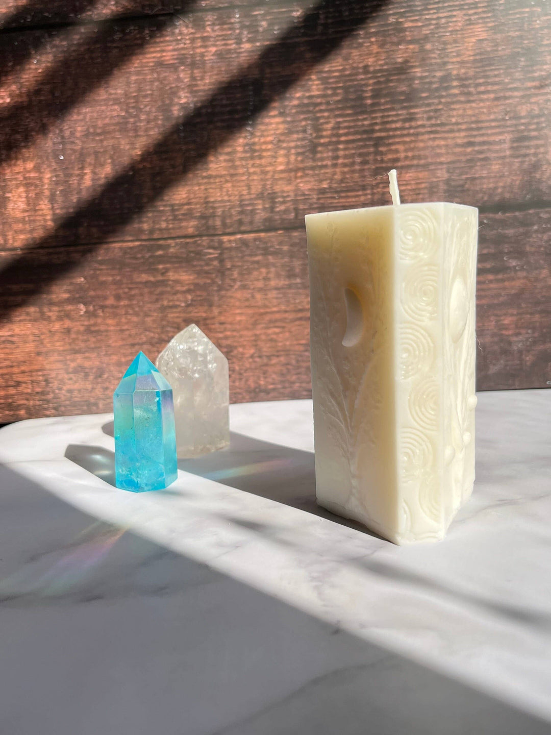 White Moon Witchy Spiritual Goddess Beeswax Candle