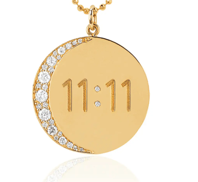 11:11 Moon Pendant Necklace With Crescent Moon