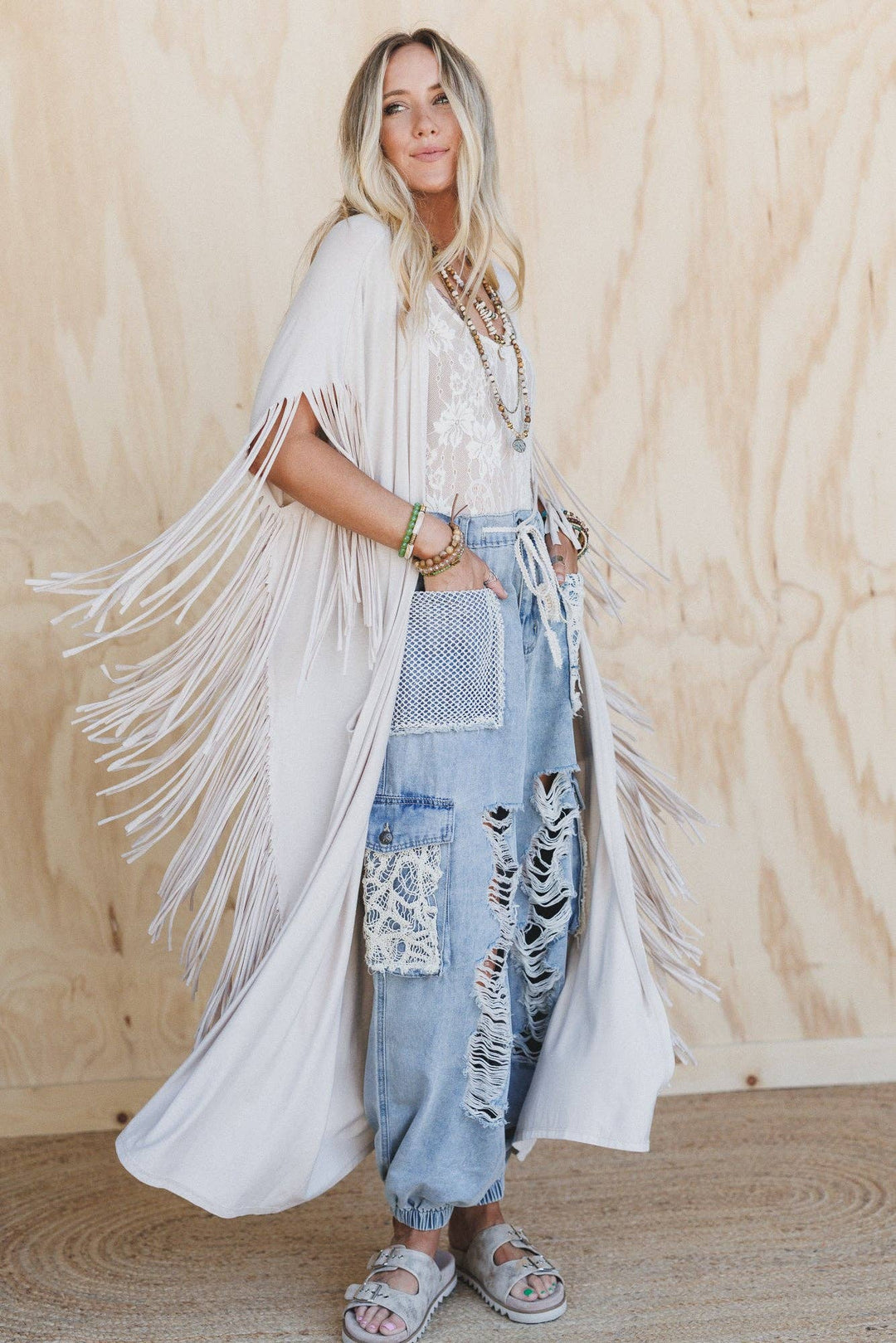 Western Showstopper Duster Kimono - Oat