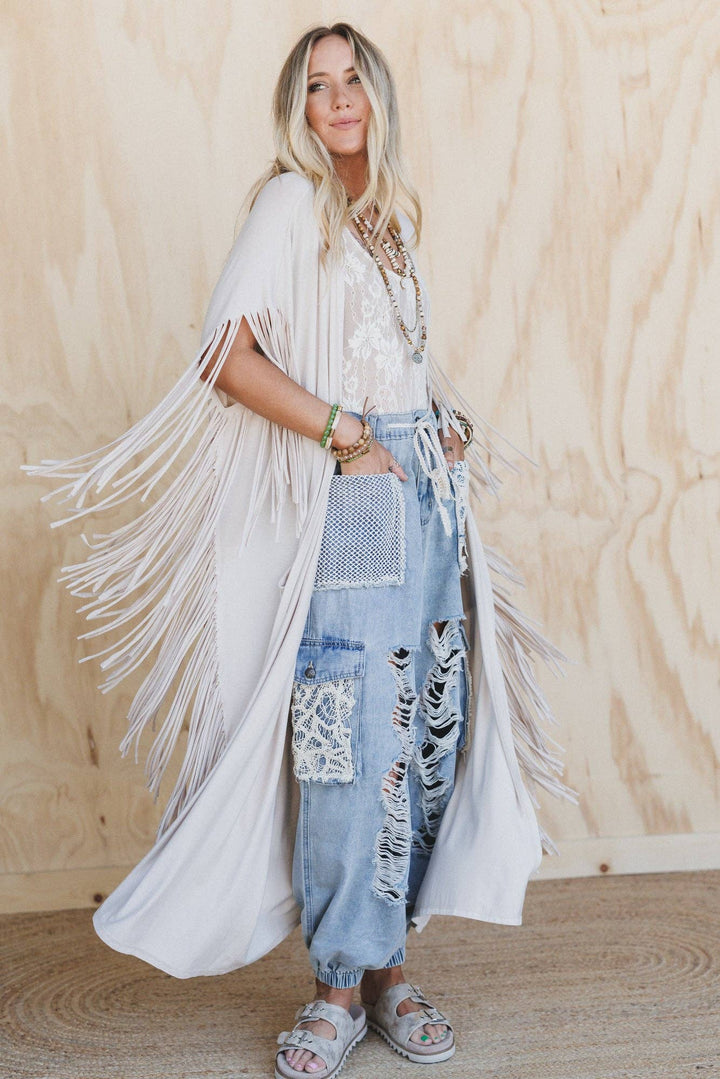 Western Showstopper Duster Kimono - Oat