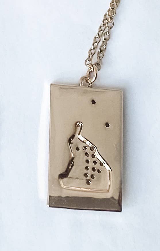 Tarot Card Necklace- Strength- Wrestling a Lion. 18K Gold