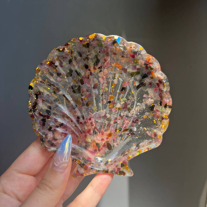 Crystal Infused Seashell Resin Bowl