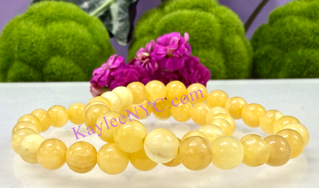 8mm Natural Orange Calcite 7.5” Stretch Bracelet