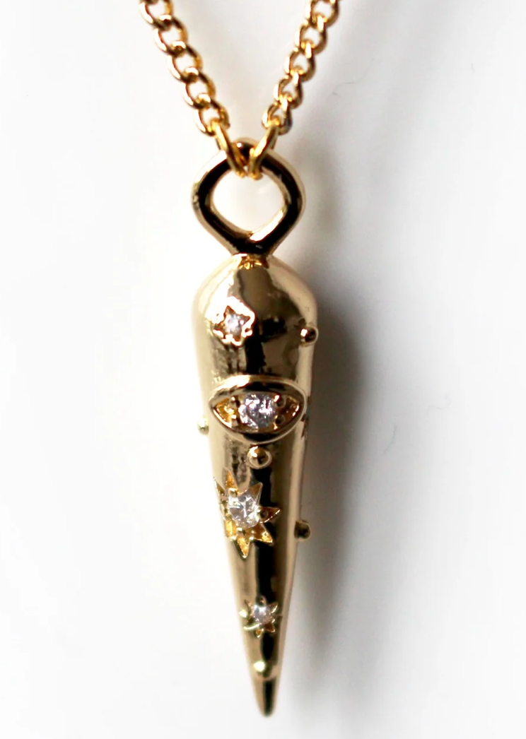 Cornicello horn 14K Steel -evil eye-Charm Necklace 