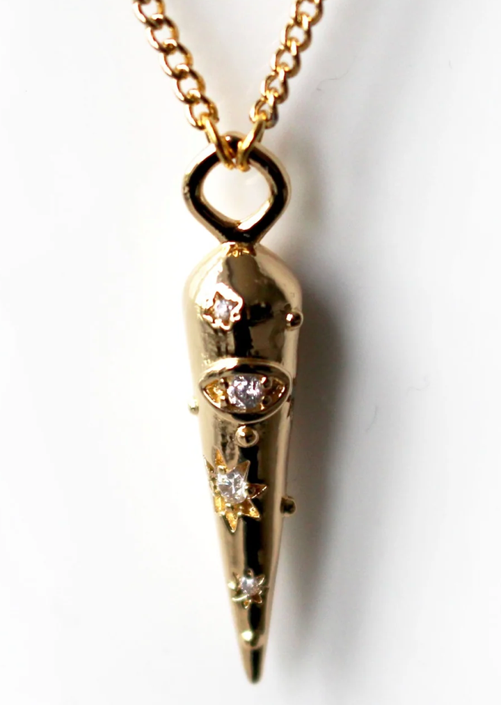 Cornicello horn 14K Steel -evil eye-Charm Necklace 