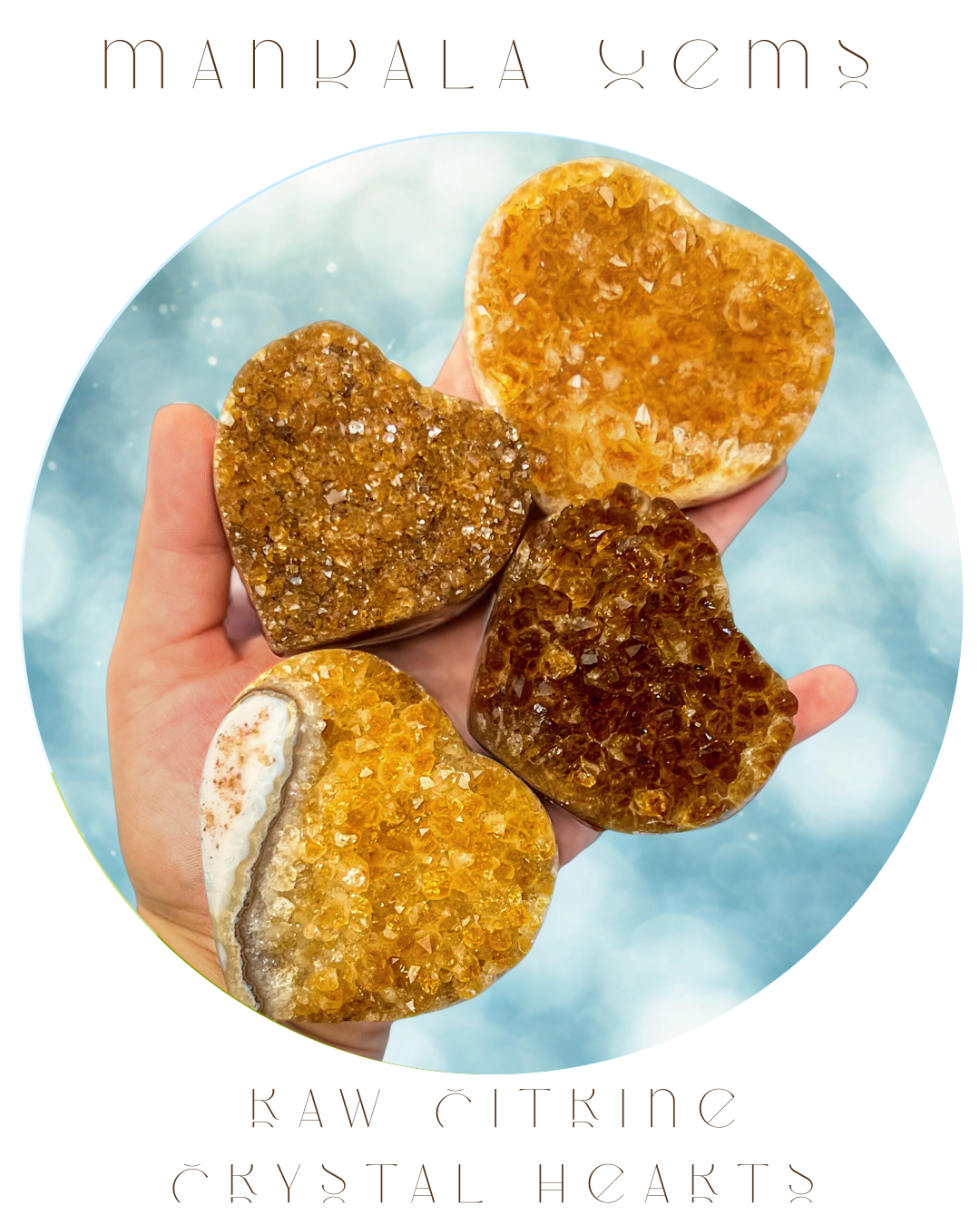 Raw Citrine Hearts, Ethically Sourced