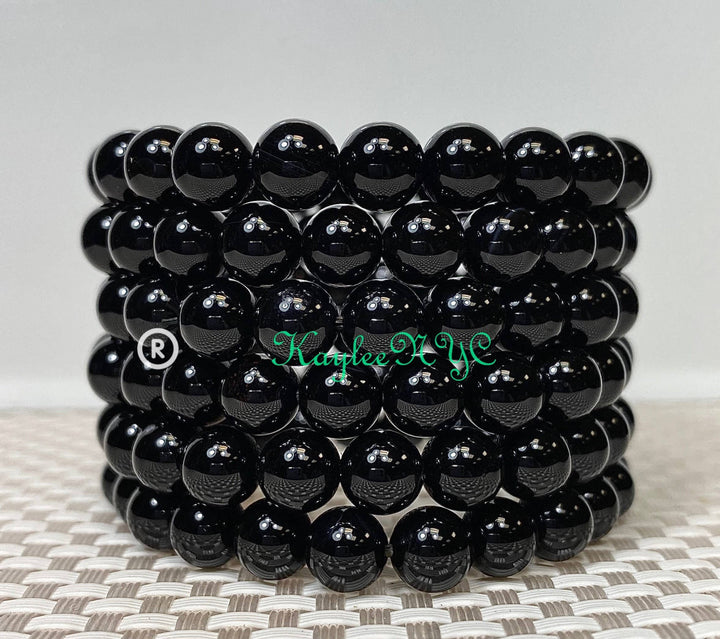Natural Black Onyx 8mm 7.5” Crystal Healing Stretch Bracelet